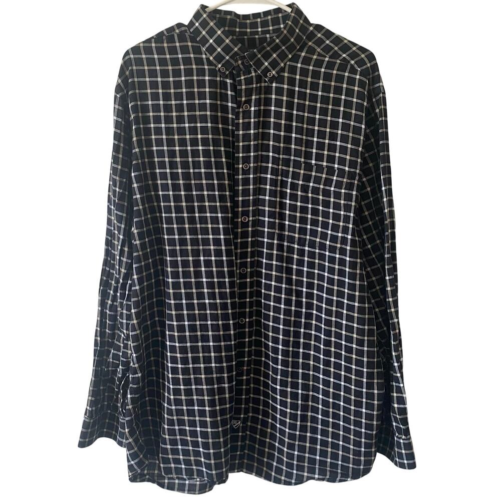 CREMIEUX Men's Black Large Checkered Button Down Shirt Size XL Lightweight